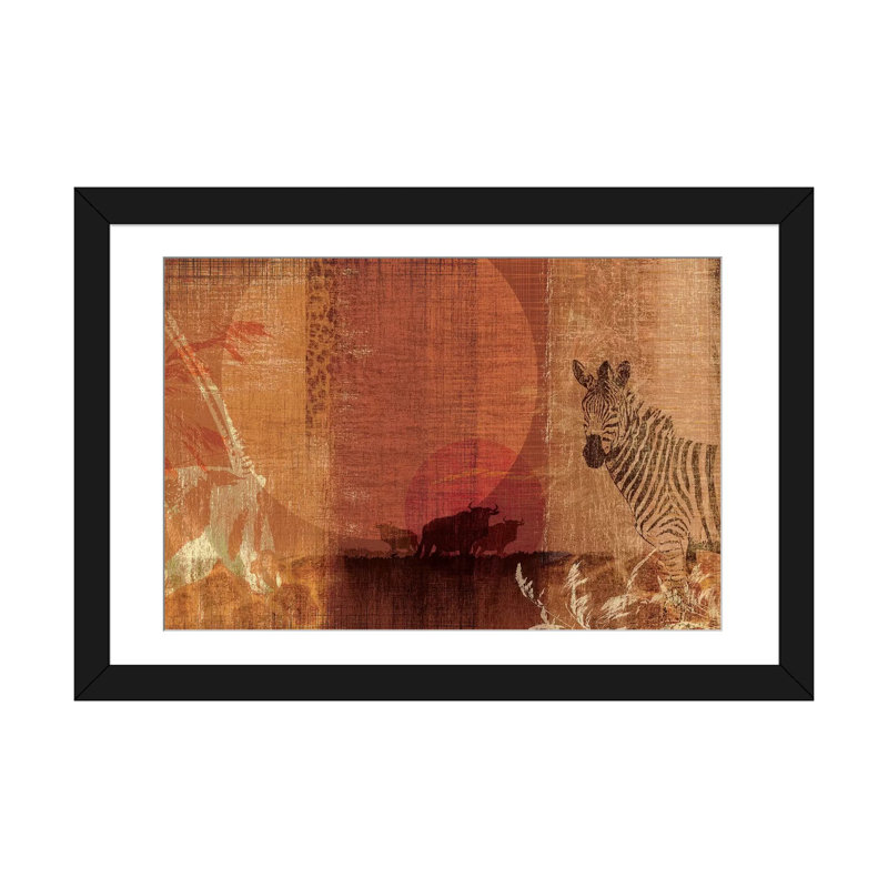 « safari coucher i », reproduction d’impression sur toile tendue, H 16 po x l 24 po x P 1 po, Papier d'art encadré noir