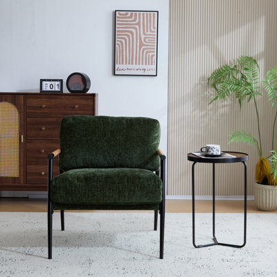 Chaise d'appoint, fauteuil avec cadre en métal et coussins moelleux