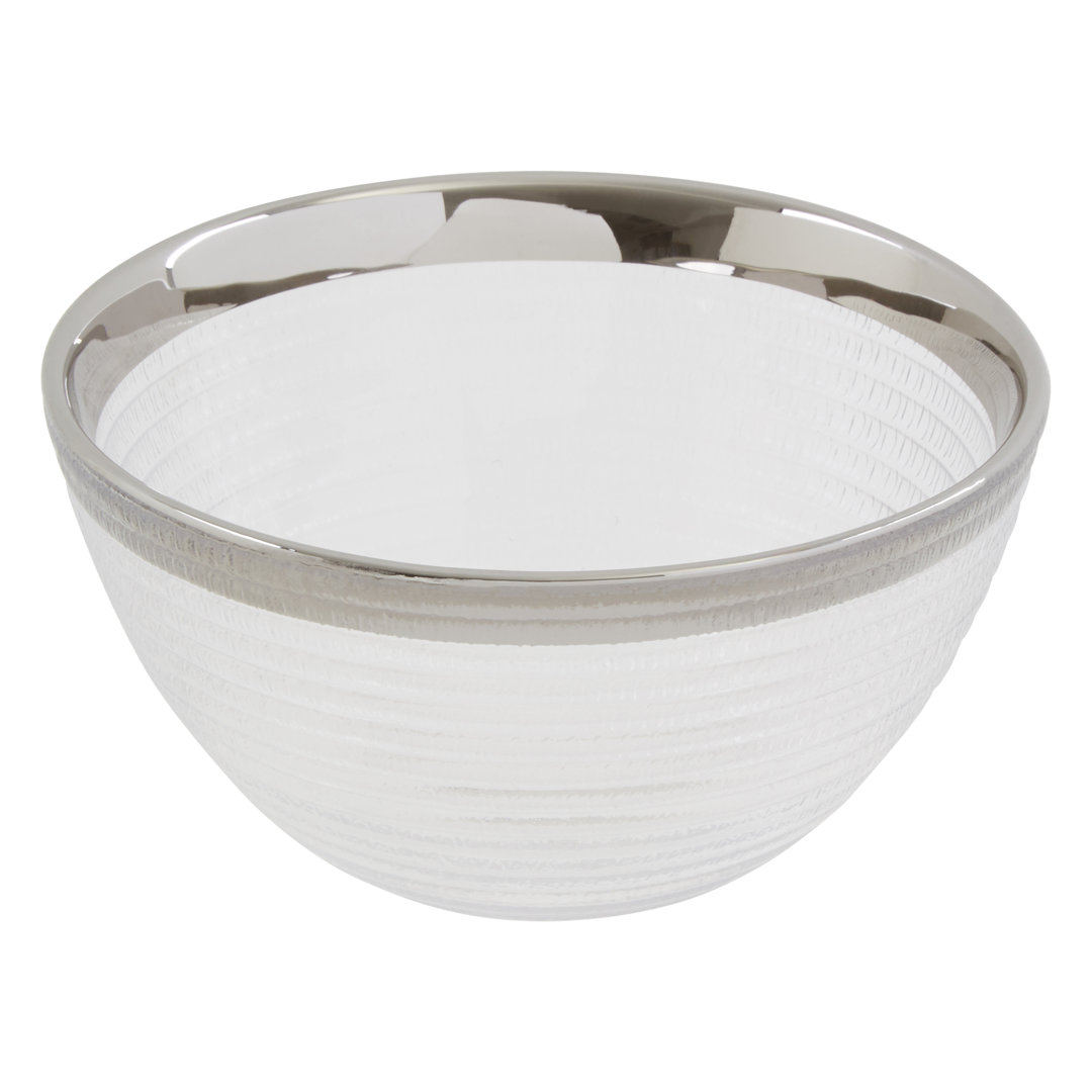 Ida 15cm Plain Glass Bowl With Silver Rim
