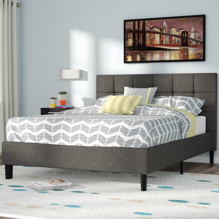 Three Posts Cardington Padded Upholstered Bed Frame with Headboard ...