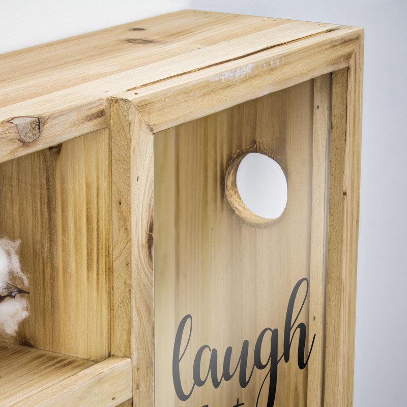 Support à vin et porte-bouchon mural en bois - «Wine a Little, Laugh a Lot» - 34,5 po x 16 po