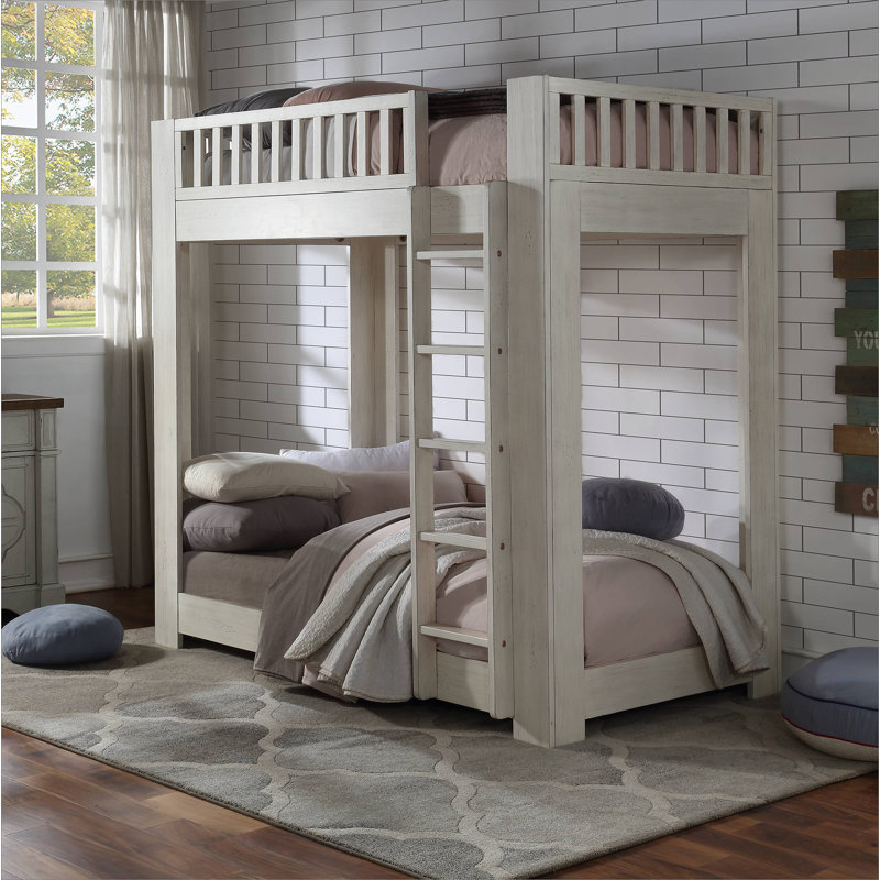 Cedro Weathered White Finish Twin/Twin Bunk Bed