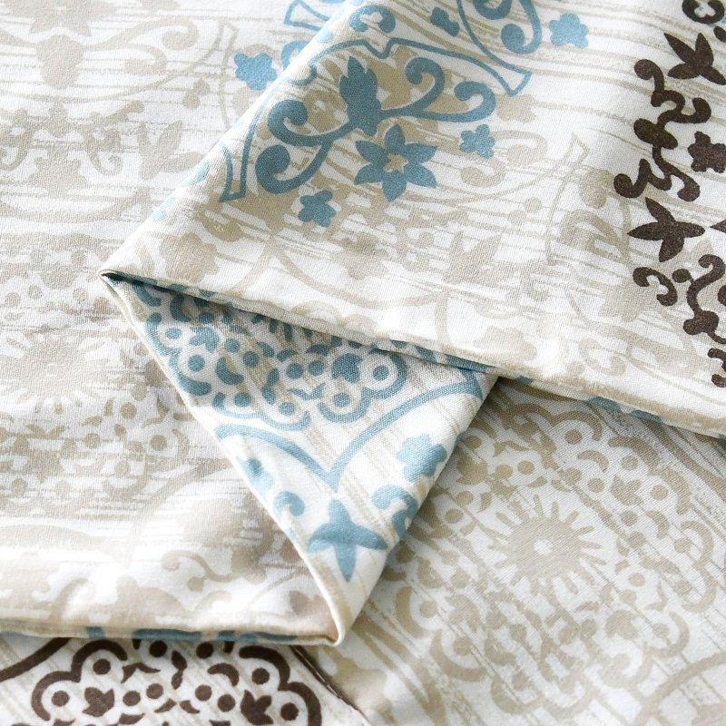 Home Soft Things Marina Geometric Tailored 60'' Window Valance in Brown/Light Blue/Beige/White (Set of 2)