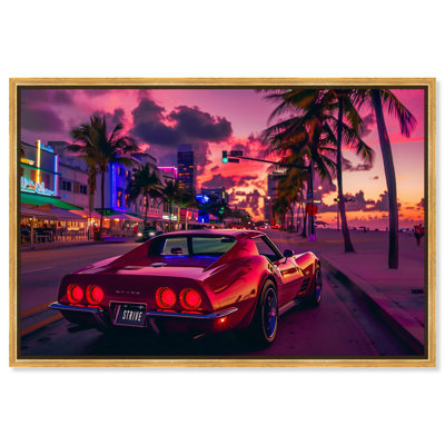 «Sunset Drive Down Miami Beach», reproduction d'art sur toile par Art Remedy