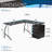 Techni Mobili Modern L- Shaped Computer Desk With File Cabinet And Storage