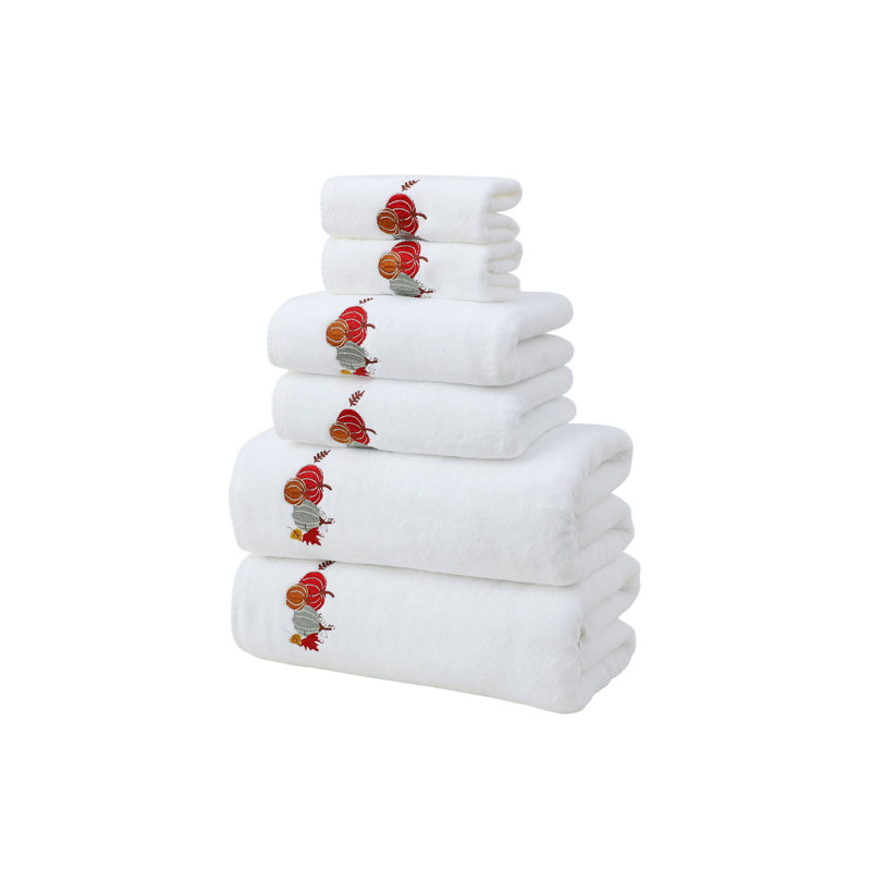 Ensemble de serviettes 6 pièces en coton doux, serviettes de bain à séchage rapide absorbantes et serviettes carrées pour la maison, blanc 27,6 x 55,1 po