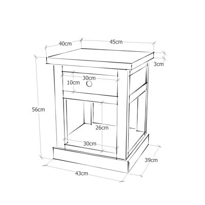 Espinosa 45cm W Plywood / Laminate Board Bedside Table