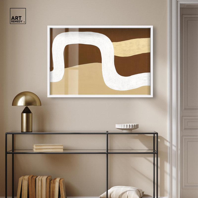Art mural bohème Minimal Wavy II, H 25 po x l 37 po, Blanc
