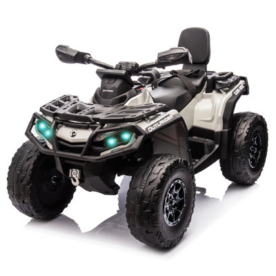Gray Electric ATV Ride On for Children with PP Body Dual Motor Drive Molded Wheels and Rechargeable Battery for Outdoor Play