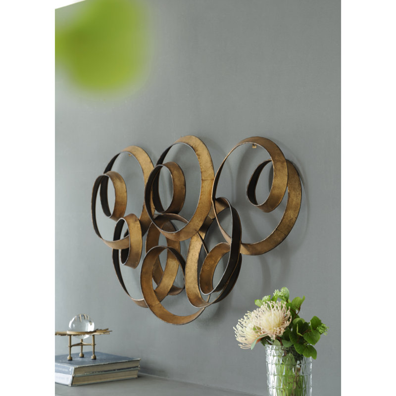 Gold Leaf Wall Feature Element, 38.5X22x4.2", Living Room Office Bedroom Adornment, Robust Metal Structure, Convenient To Install, 100% Iron 38.5X22x4.2" Ornamentation Piece, Decor, Build, Simple
