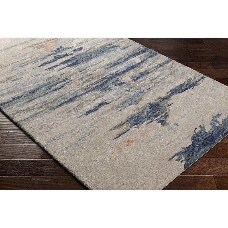 Tapis bleu marine / beige touffeté à la main Bartel, Rond 6 pi