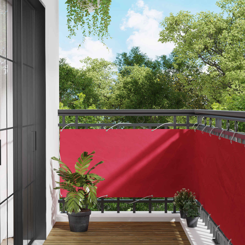 Vidaxl Balcony Screen Outdoor Privacy Screen Fence Patio Screen Oxford Fabric, 75cm H x 300cm W, Burgundy