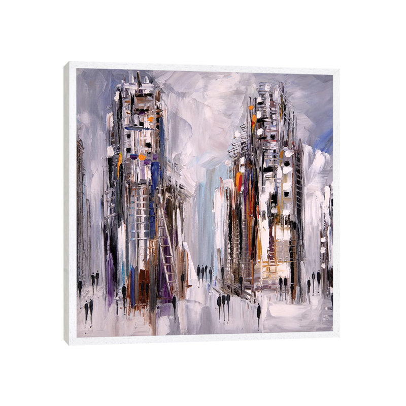 Streets 1 Piece Painting on Canvas, 45.72 cm H x 45.72 cm W, White Framed