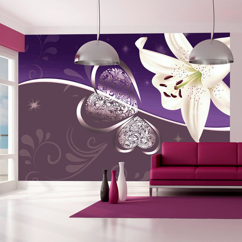 Lily in Shades 2.45m x 350cm Wallpaper, Purple