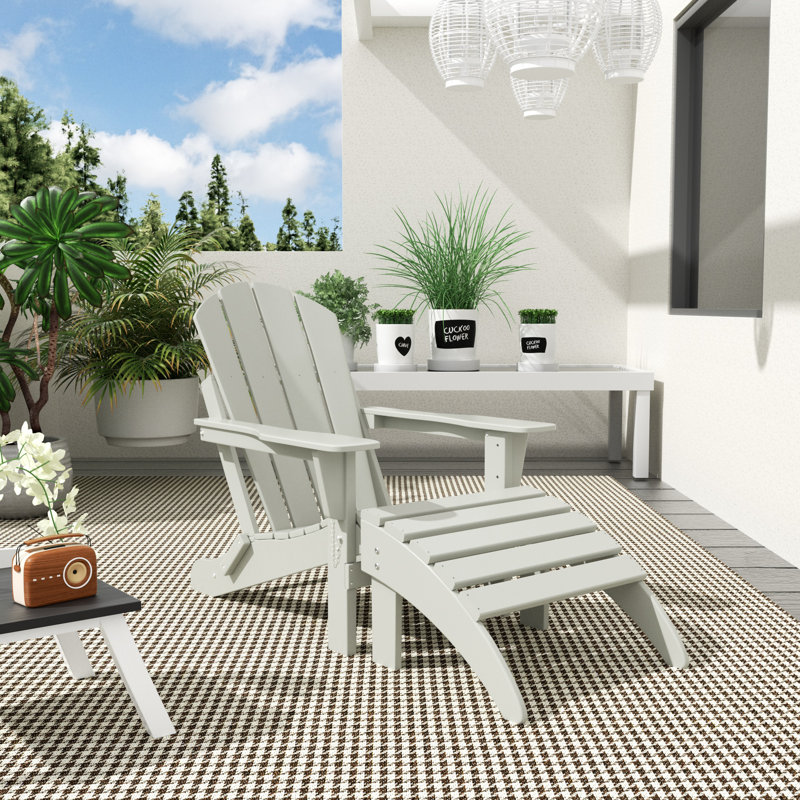 Chaise Adirondack pliante en plastique avec repose-pieds Laguna, Gris sableux