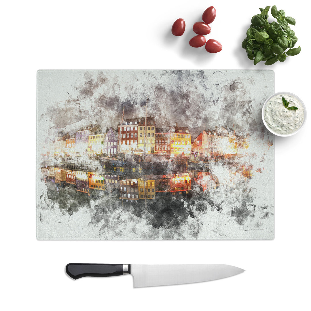 Tempered Glass Nyhavn Canal in Denmark Chopping Board