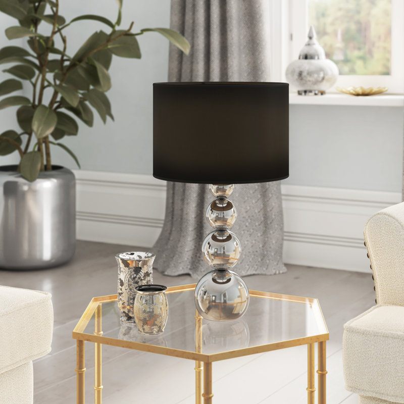 Kayli Metal Table Lamp, Silver, Black