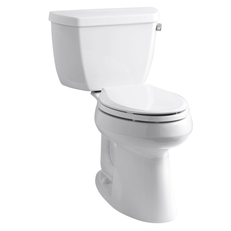 Highline 1.28 GPF Water Efficient Elongated Two-Piece toilet (Seat Not Included), White, Left-Hand
