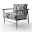 Fauteuil d'appoint rembourré géométrique bleu et blanc Bohemian Medley-112889400