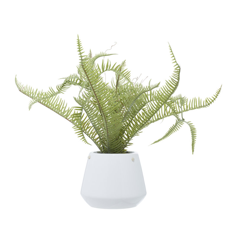 13.8'' Faux Fern Plant in Metal Planter