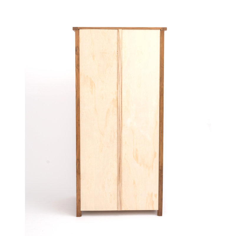 Sancerre 2 Door Solid + Manufactured Wood Wardrobe, Off White/Wood