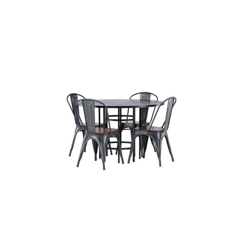Zed 4 - Person Dining Set, Brown, Walnut, Walnut