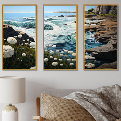 «Wild Beachscape Landscape IV - Coastal Coral Under Water», ensemble d'art sur toile