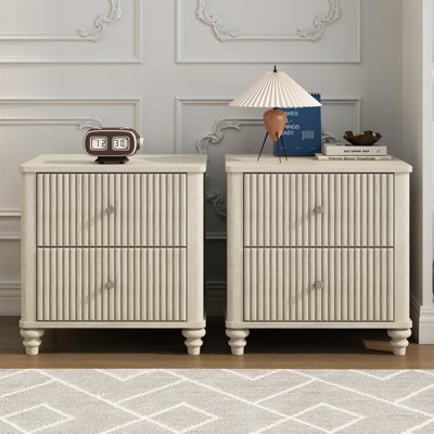 Ensemble de table de chevet cannelée 2 pièces