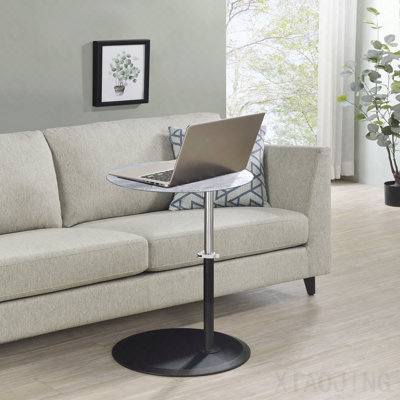 Table de bout de 15,5 po avec plateau texturé en marbre gris réglable en hauteur