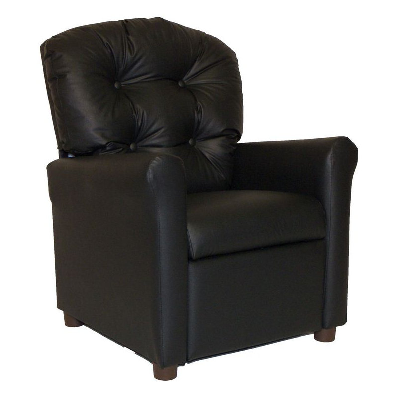 Kids 13.5'' Recliner and Ottoman, Vinyl Black