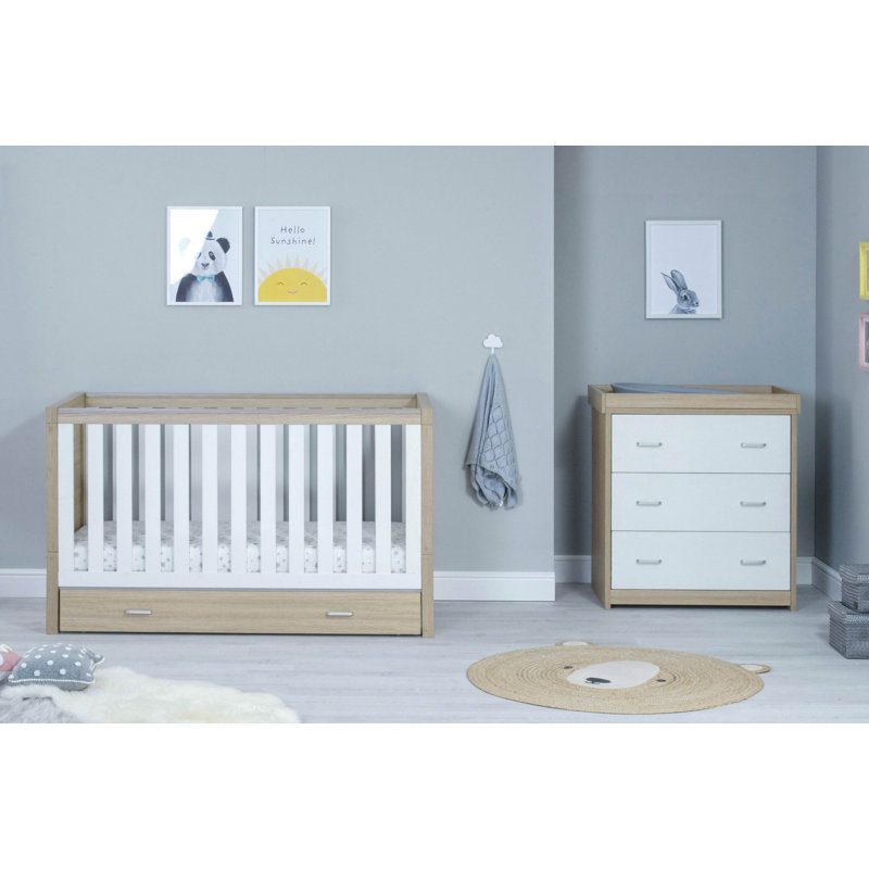 Luno 2 Piece Room Set with Drawer, Oak White