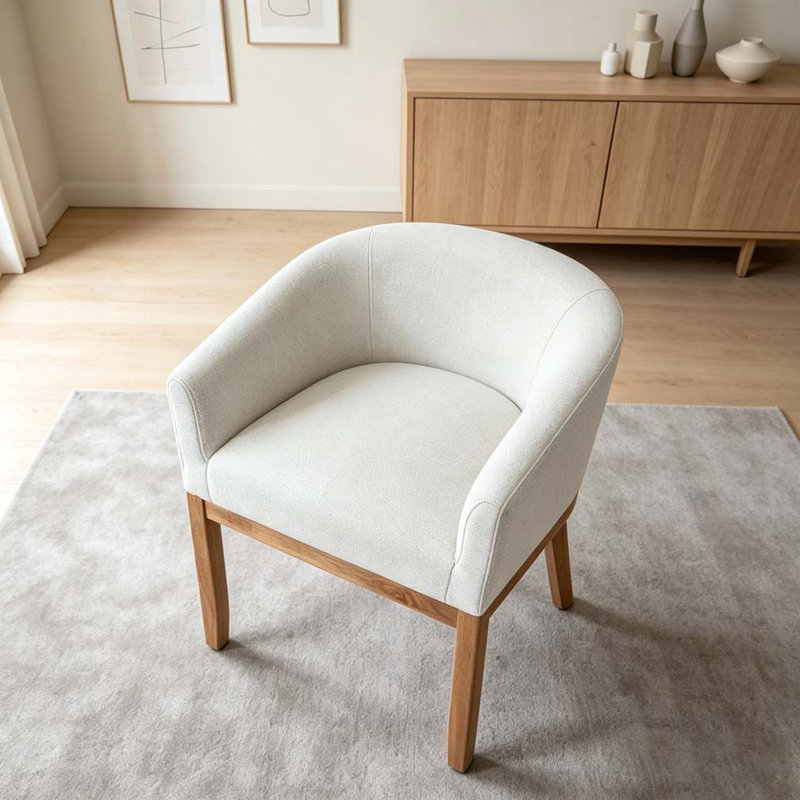 Modern Upholstered Barrel Dining Chairs, Beige