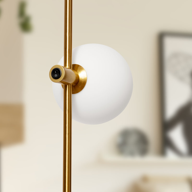 Equinox 62 in. Industrial Modern Wall Plug-In Sconce Lamp with Adjustable Heads and Frosted Globe Shades - Integrated Energy-Saving LED Light