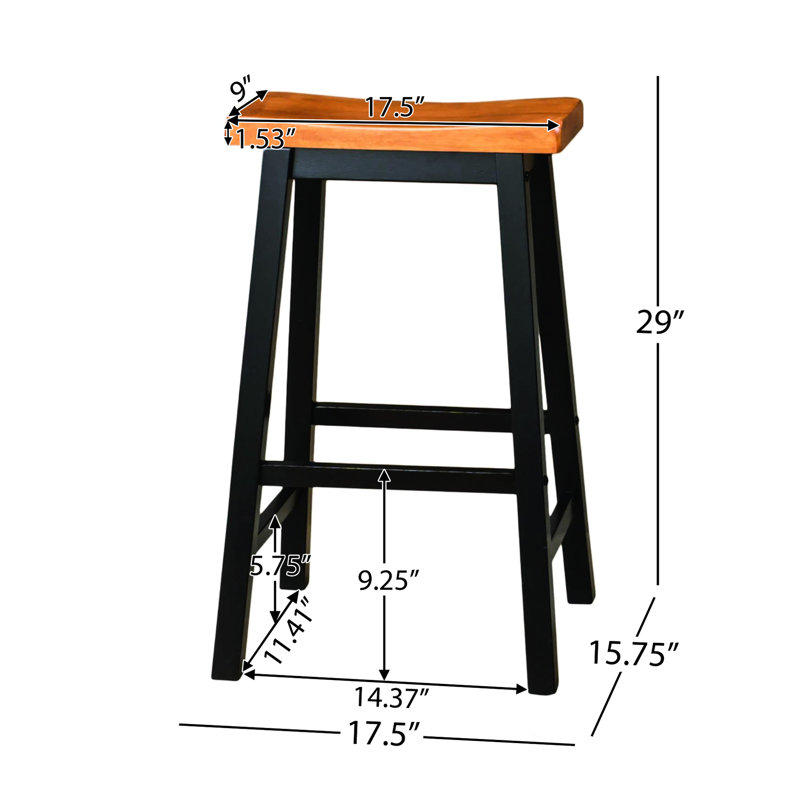 Tabouret de selle en bois 29 po, noyer