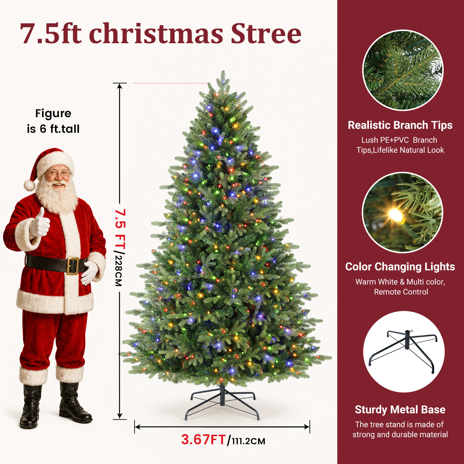 Fir Christmas Tree, 7.5' H