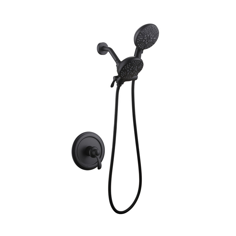 Ensemble de douche encastrée en laiton Weshe, Noir mat