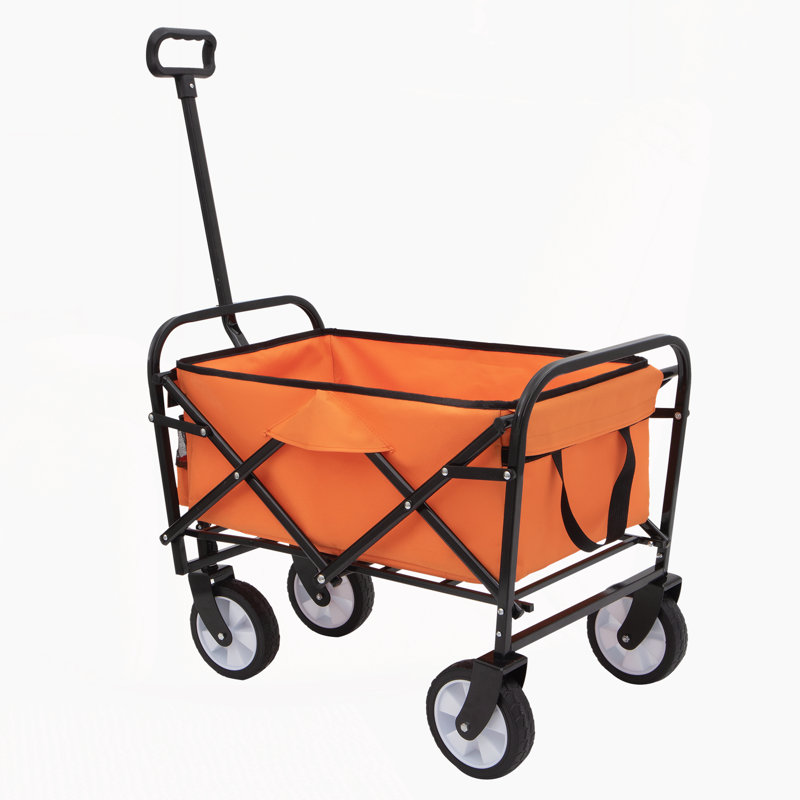 Chariot pliable pliable avec roulettes, Orange