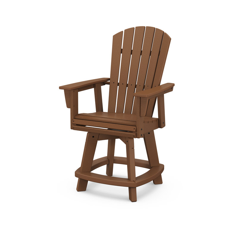 Chaise de comptoir pivotante Nautical Curveback Adirondack, 23,25 po, Teck
