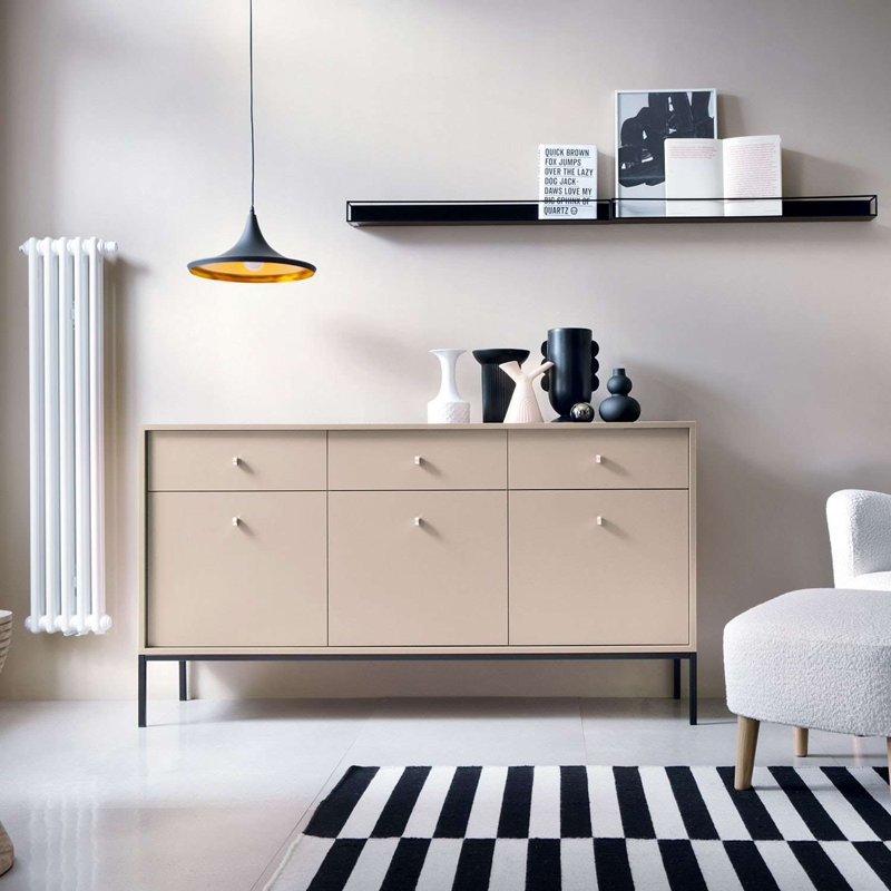 Carmesha 154cm W 3 - Drawer Chest of Drawers, Beige
