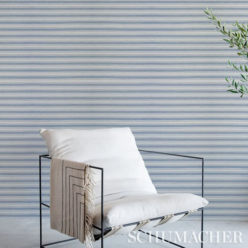 Oxnard Striped Wallpaper Roll, Blue