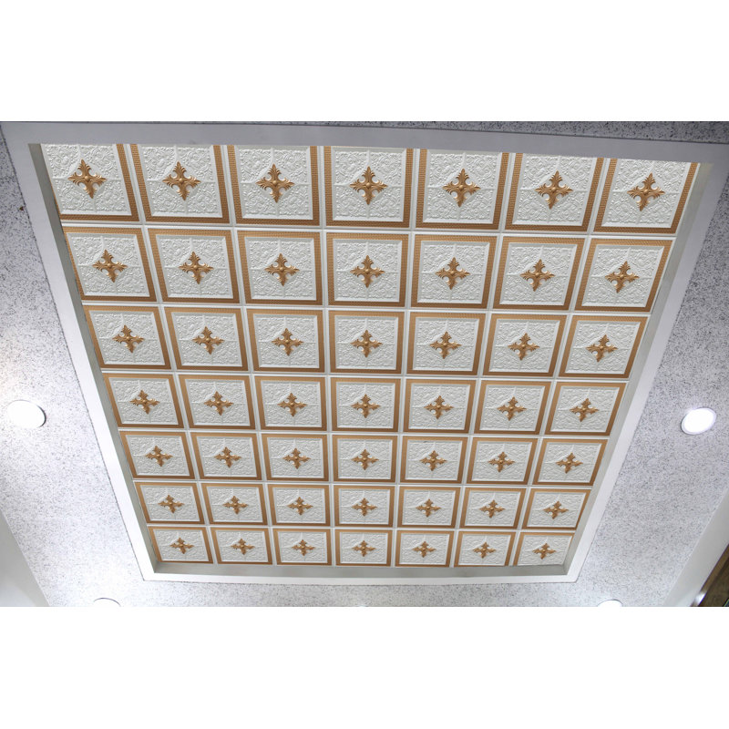 Carreau de plafond en PVC 2 pi x 2 pi Falkirk Perth, Perle / blanc / or