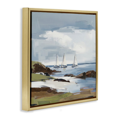 «Moody Clouds Over Sail Sailers», art mural sur toile flottante gris, design par Elara Yasna