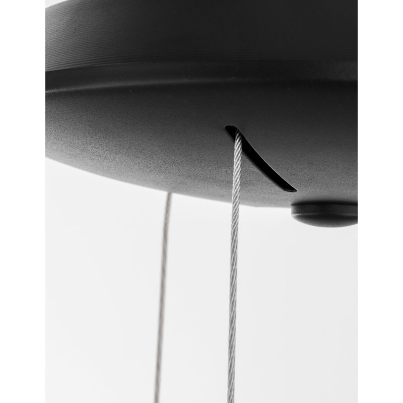 1 - Light LED Drum Pendant, 120cm H x 38cm W x 38cm D, Black