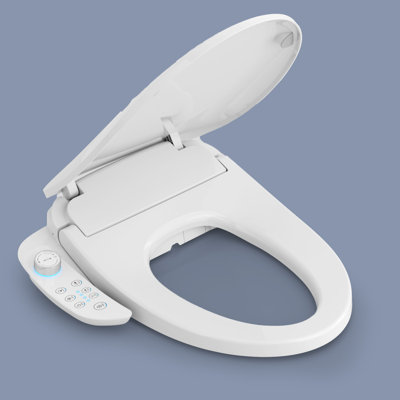 Elongated Smart Toilet Seat With Auto Open/Close, Elongated, Heated Seat, Quiet-Close, Warm Wash, Night Light