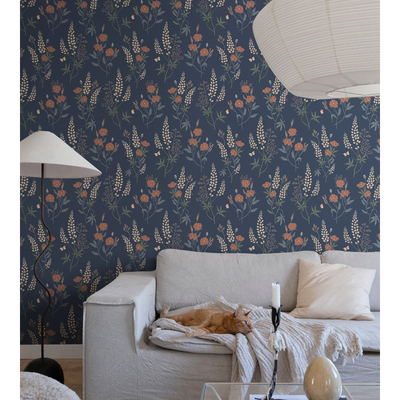 Villa Dalaro 2 Floral Wallpaper Roll, Classic Blue