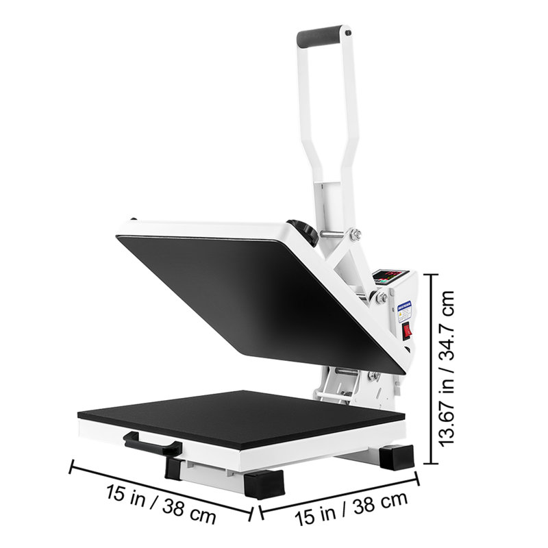 Presse numérique à chaud 15 x 15 - Imprimante de sublimation industrielle à chauffage rapide avec revêtement en téflon pour t-shirts et vinyle