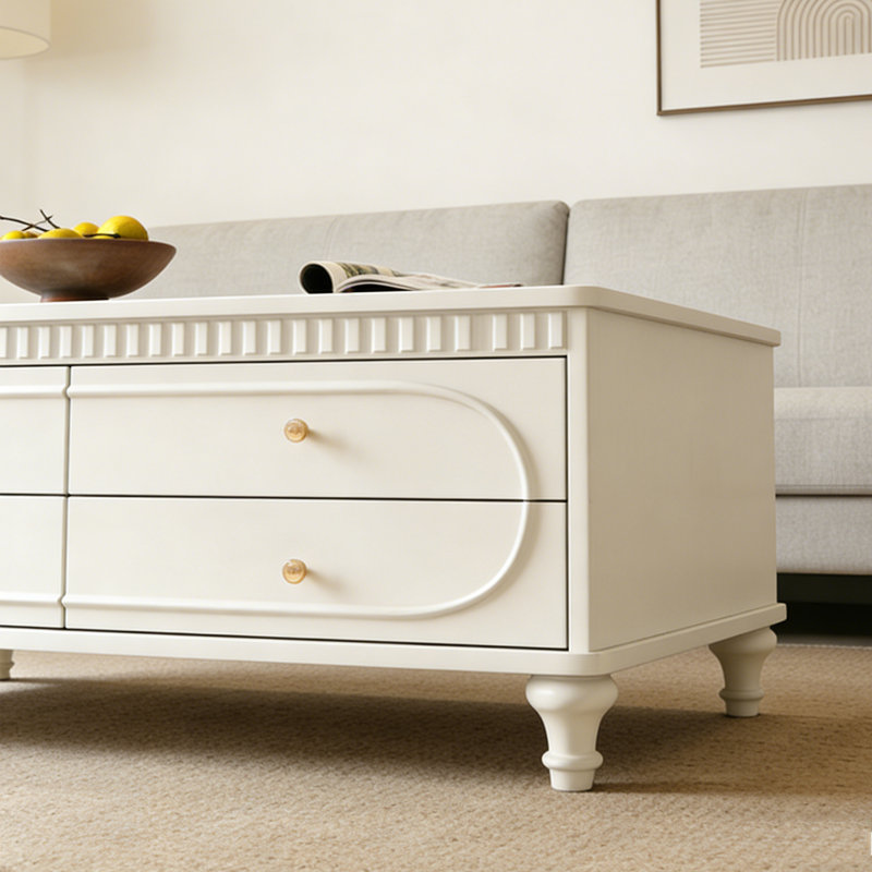 Table basse avec rangement French French, Crème, Cream, 20.9" H x 51.2" L x 27.6" W
