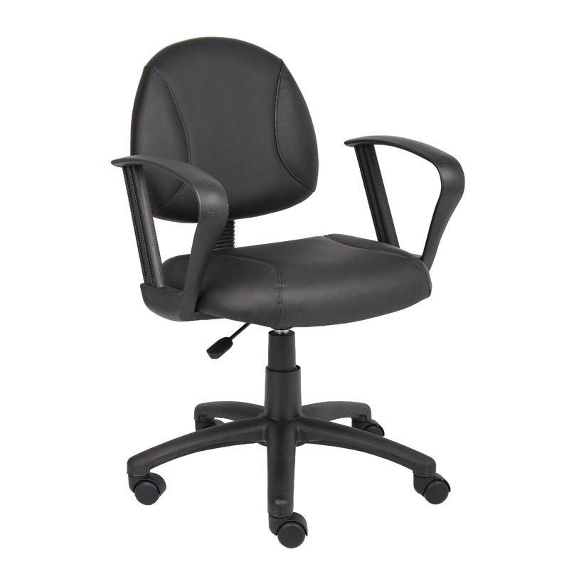 Wen Swivel Posture Chair, Loop Arms, Black Waterfall Seat