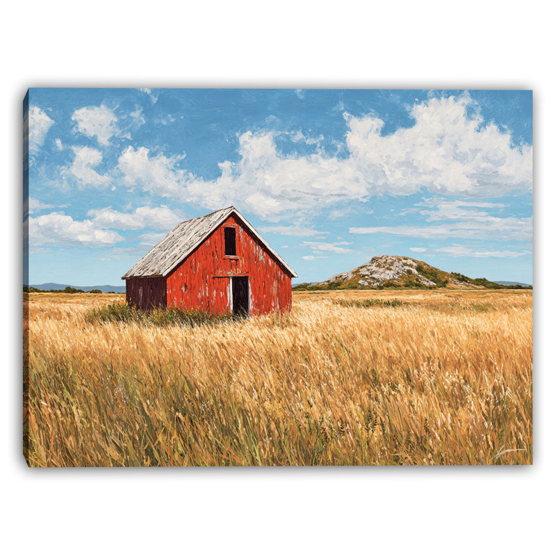 «Rustic Red Barn II», art mural sur toile tendue, H 16 po x l 24 po