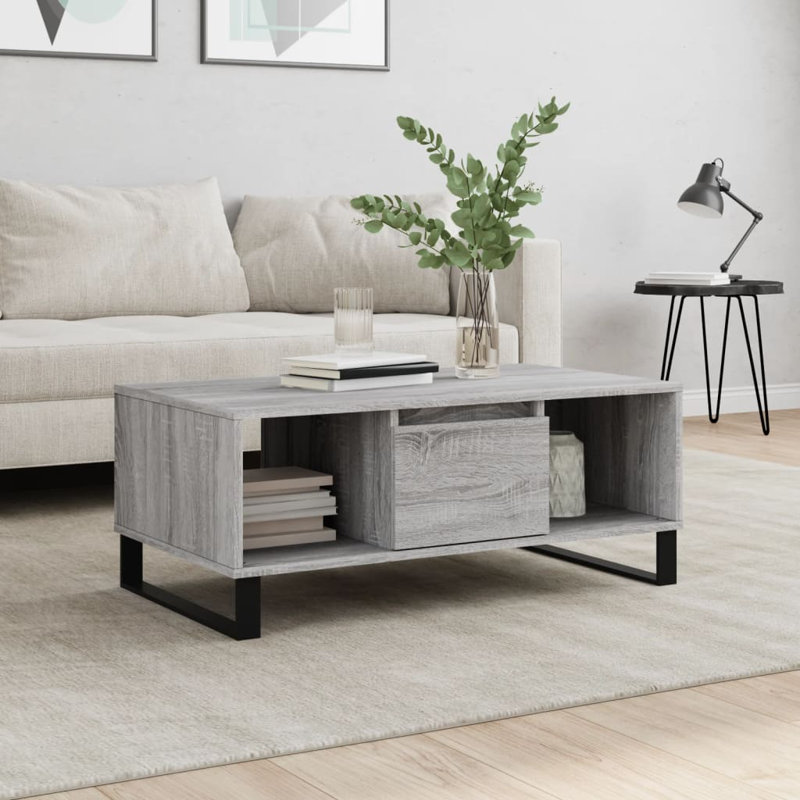 Aldrik Sled Coffee Table with Storage, Grey Sonoma